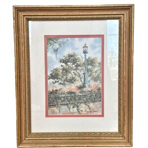 Peggy Cone Framed & Matted Lamp Post Decorative Wall Art Print. Home Decor.